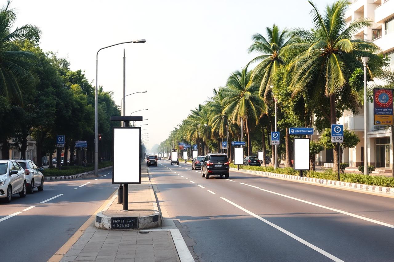 Pole Kiosk Branding — blank advertising space available